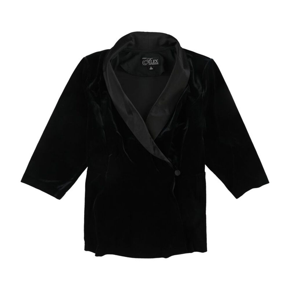 Alex Evenings Womens Plus Size Satin Lapel Velvet Blazer Jacket, NWT
